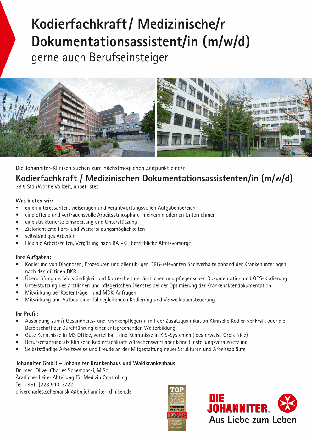 Stellenangebot Kodierfachkraft Medizinische R